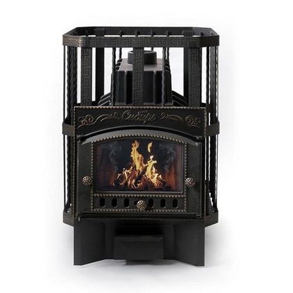 Печь для бани НМК Сибирь «Сибирь-32» каминная дверца кованная сетка, чугун в Бердске