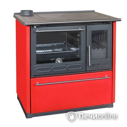 Отопительная печь Plamen 850 Glas красная труба слева в Бердске