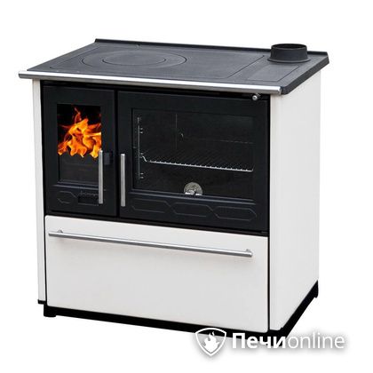Отопительная печь Plamen 850 Glas белая труба справа в Бердске