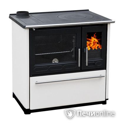 Отопительная печь Plamen 850 Glas белая труба слева в Бердске