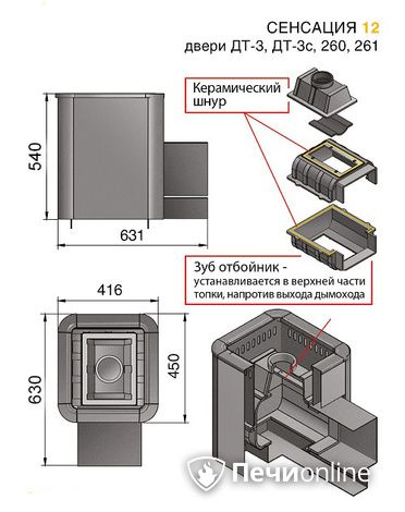 Дровяные печи-каменки Везувий Сенсация 12 Антрацит (ДТ-3С) в Бердске