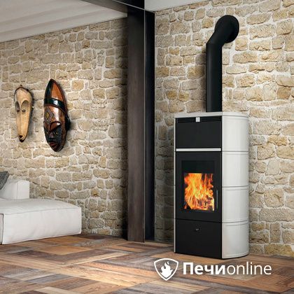 Печь-камин Edilkamin Flamma 24 kw V.A. Bianco Panna с Т/О в Бердске