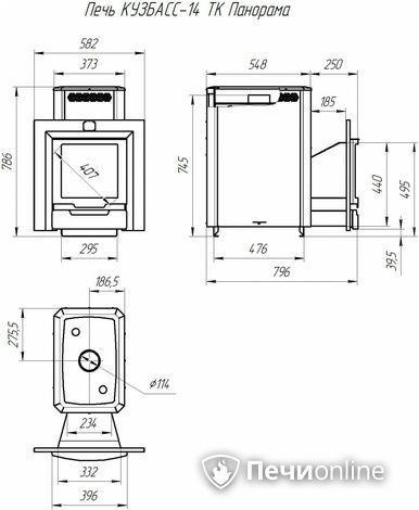 Дровяная банная печь Теплодар Кузбасс-14 ТК Панорама (2018) в Бердске