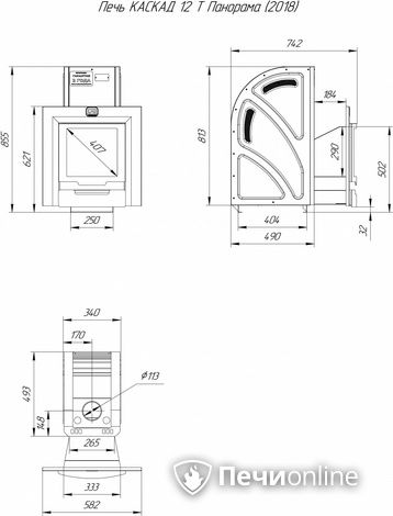 Дровяная банная печь Теплодар Каскад-12 Т Панорама (2018) в Бердске