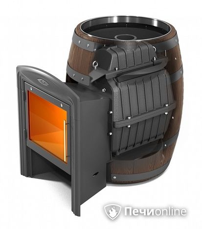 Дровяная банная печь TMF Вариата Cast Витра Баррель палисандр в Бердске