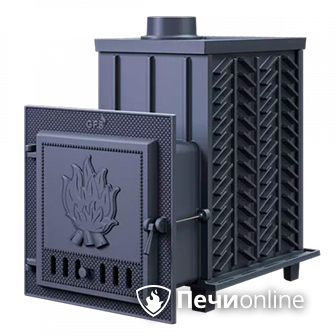 Дровяная банная печь Гефест ЗК-30 чугунная дверца закрытая каменка в Бердске