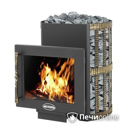 Дровяная банная печь Везувий Скиф Ковка 16 Панорама в Бердске