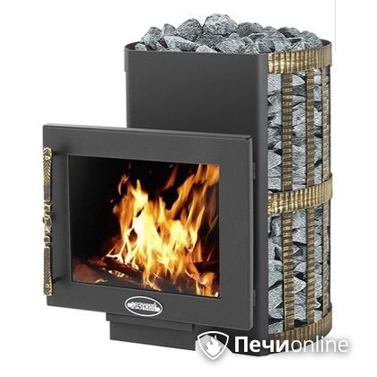 Дровяная банная печь Везувий Скиф Ковка 22 Панорама в Бердске
