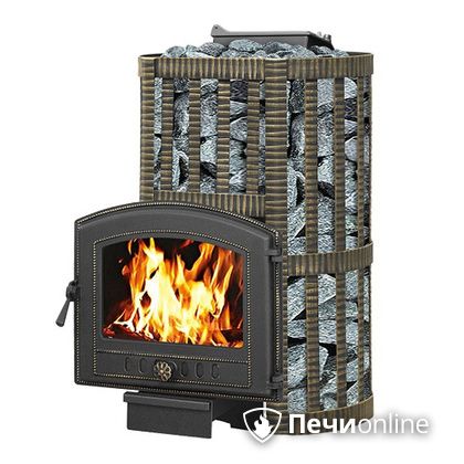 Дровяная банная печь Везувий Ураган Ковка 16 (224) с закрытой каменкой чугун в Бердске