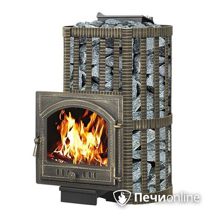 Дровяная банная печь Везувий Ураган Ковка 16 (205) с закрытой каменкой чугун в Бердске