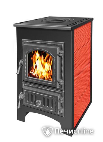 Печь-камин Везувий ПК-01 (270) с плитой 9 кВт красный в Бердске