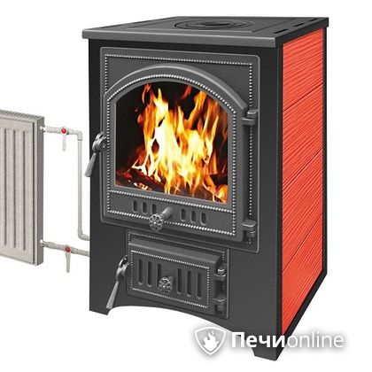 Печь-камин Везувий ПК-01(205) с теплообменником красный в Бердске