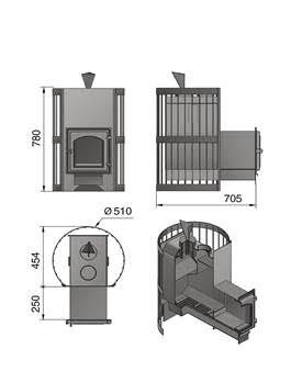 Дровяная банная печь Везувий Скиф Стандарт (ДТ-4С) с парогенератором в Бердске