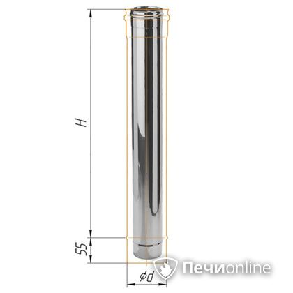 Дымоход Феррум Дымоход нержавейка 08 d-115 L=1м в Бердске