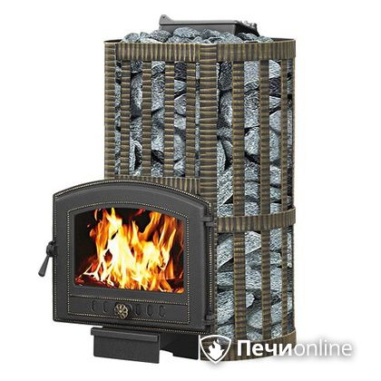 Дровяные печи-каменки Везувий Ураган Ковка 22 (224) с закрытой каменкой чугун в Бердске