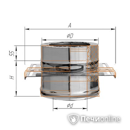 Дымоход Феррум Площадка монтажная  d-115/200 по воде в Бердске