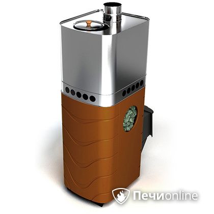 Дровяная банная печь TMF Бирюса 2013 Carbon терракота с закрытой каменкой в Бердске