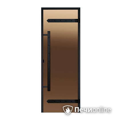 Дверь для бани Harvia Стеклянная дверь для сауны LEGEND 7/19 черная коробка сосна бронза  D71901МL в Бердске