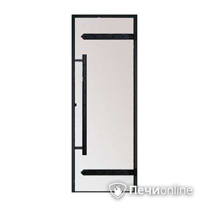 Дверь для бани Harvia Стеклянная дверь для сауны LEGEND 7/19 черная коробка сосна сатин D71905МL в Бердске